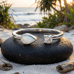 Silber Ring Opal Diamant