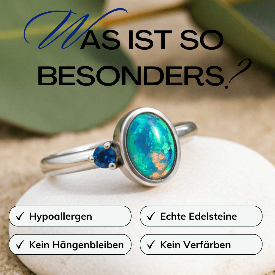 Silber Ring Opal schwarz blauer Saphir