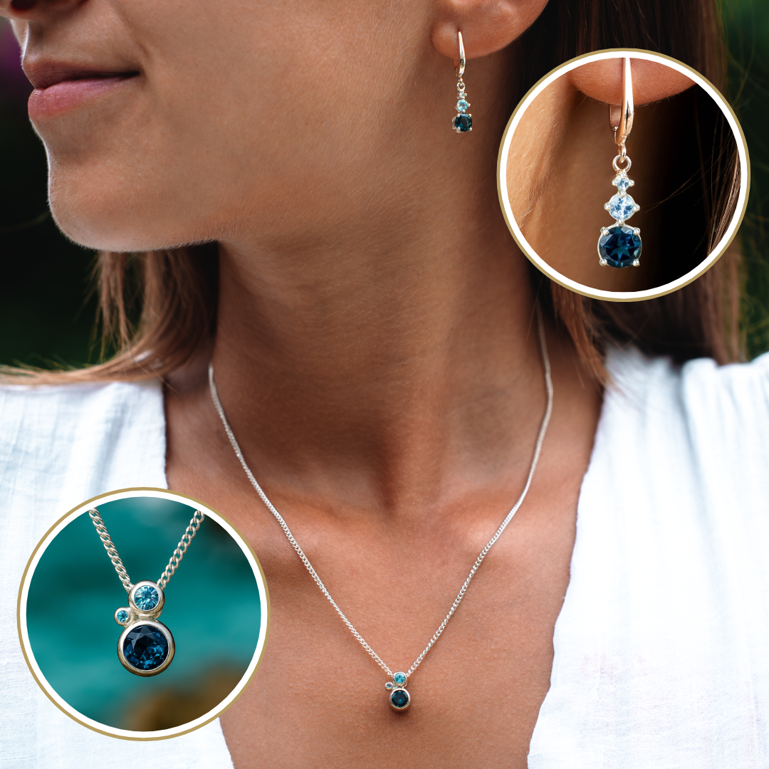 Silber Blauer Topas Schmuck Set