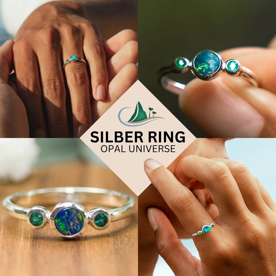 Silber Damen Ring Opal Smaragd