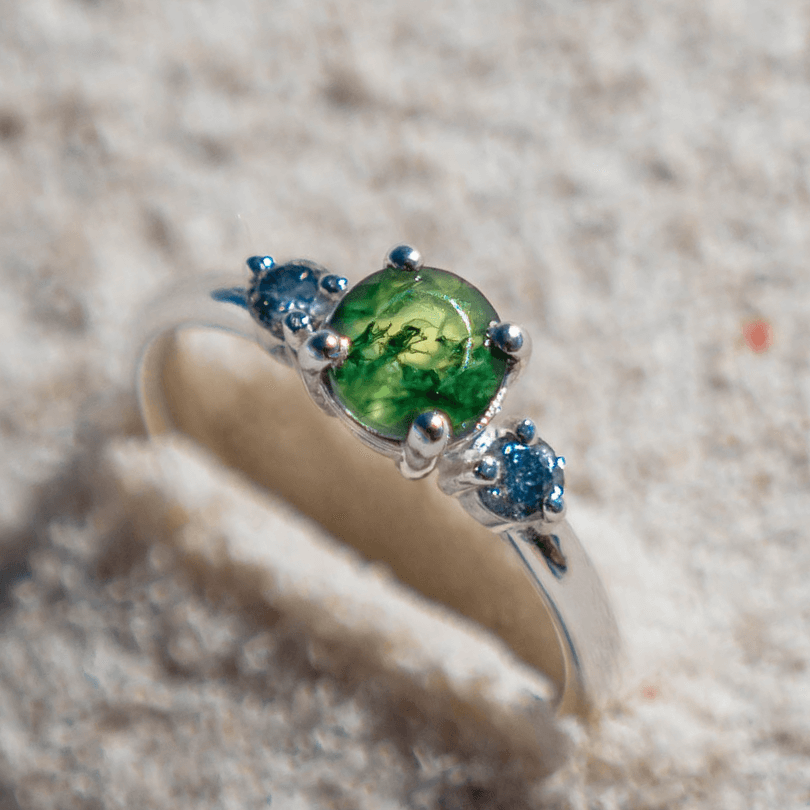 Silber Ring Gruener Stein