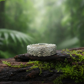 Silberring Herren Geflochten Bali