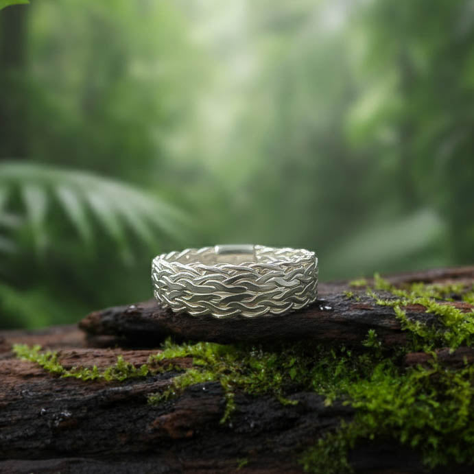 Silberring Herren Geflochten Bali