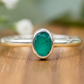 925 Silber Ring & grüner | Stein Smaragd