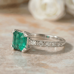 Smaragd 14k Ring Weißgold