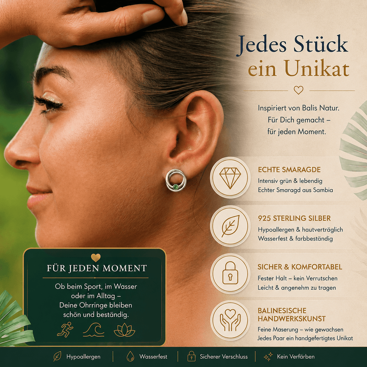 Smaragd Ohrringe Silber Creolen