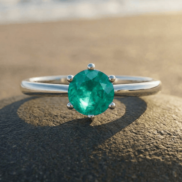 Smaragd Solitär Ring | 925 Silber
