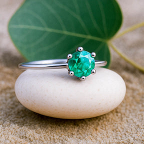 Smaragd Solitär Silber Ringe