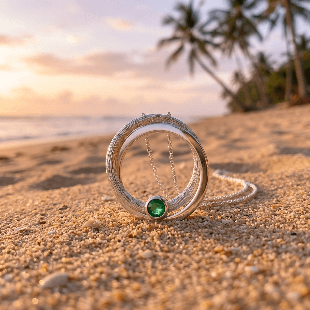 Smaragd Anhaenger Halskette Silber