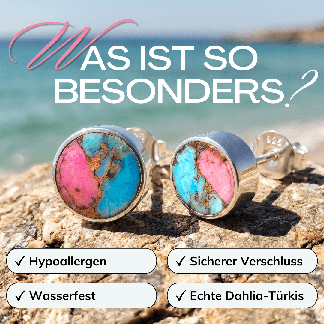 Türkis Pinke Ohrstecker Silber