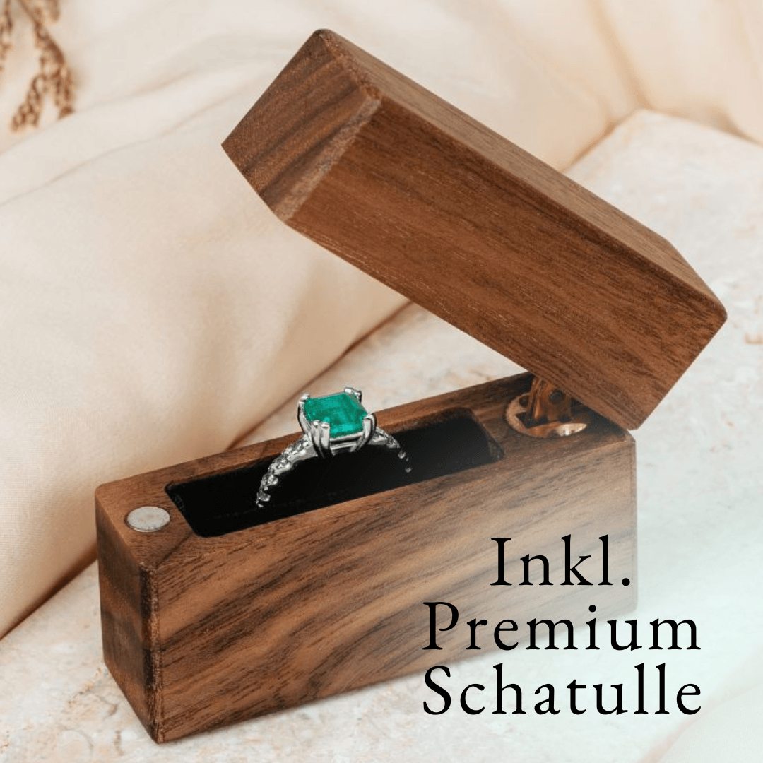 Verlobungsring Smaragd 14k Weißgold