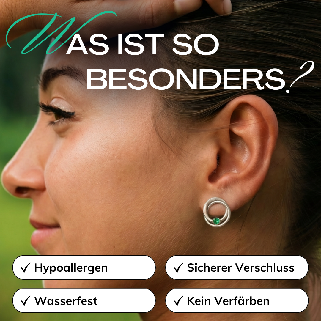 Wasserfeste Ohringe Silber mit Smaragd