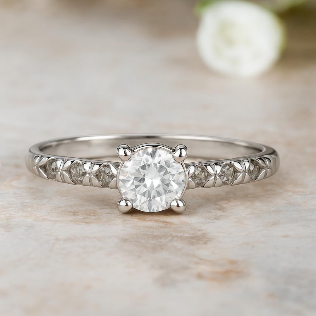 Weißer Diamant Weißgold Ring Verlobung
