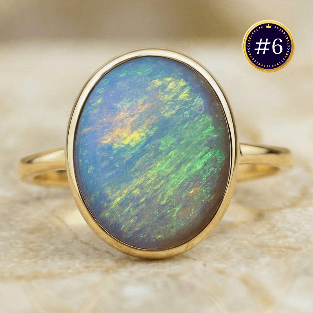 Weißer Opal Gold Verlobungsring