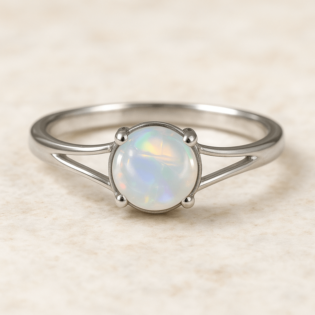 Weisser Opal Ring Weissgold