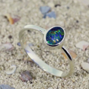 Schwarzer Opal Ring Silber