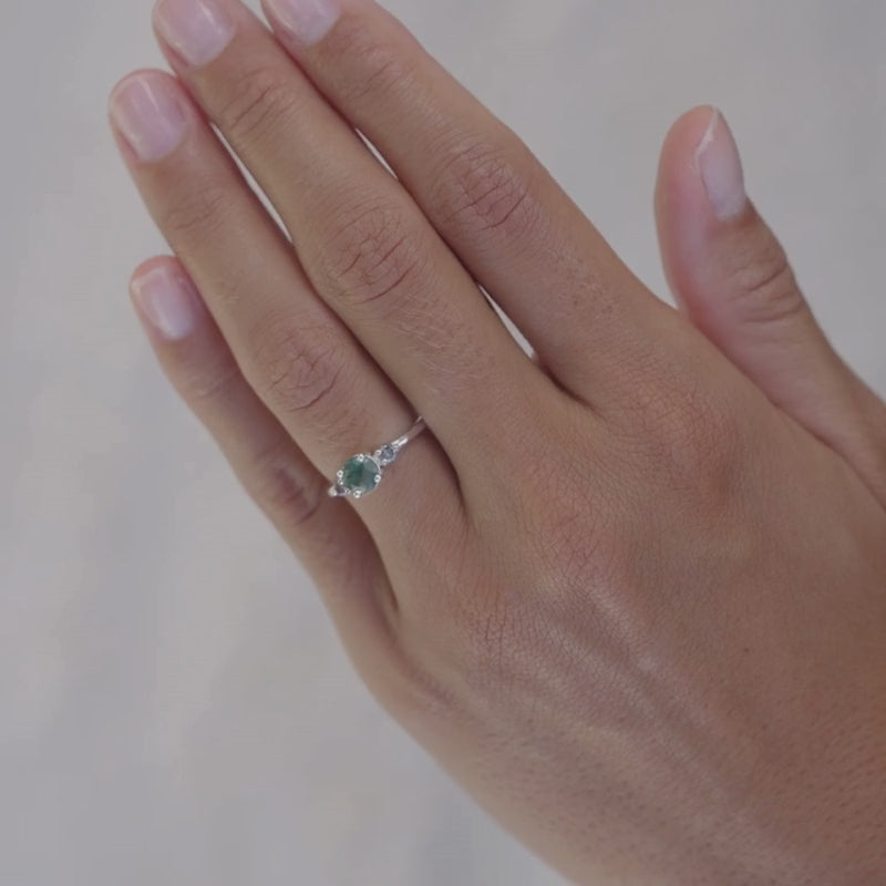 Moosachat & Diamanten Ring | 585 Gold