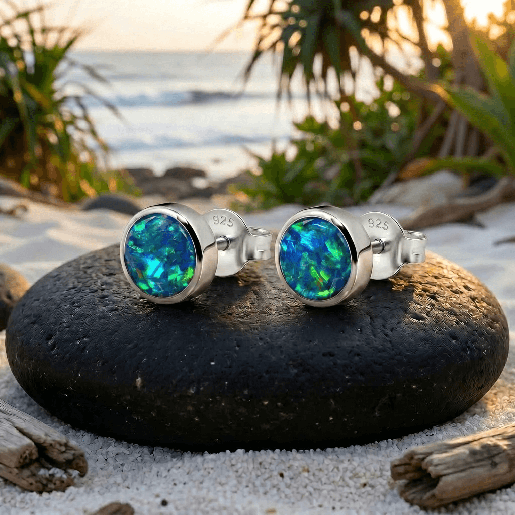 Schwarzer Opal Orhstecker Ohrringe