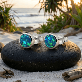 Schwarzer Opal Orhstecker Ohrringe