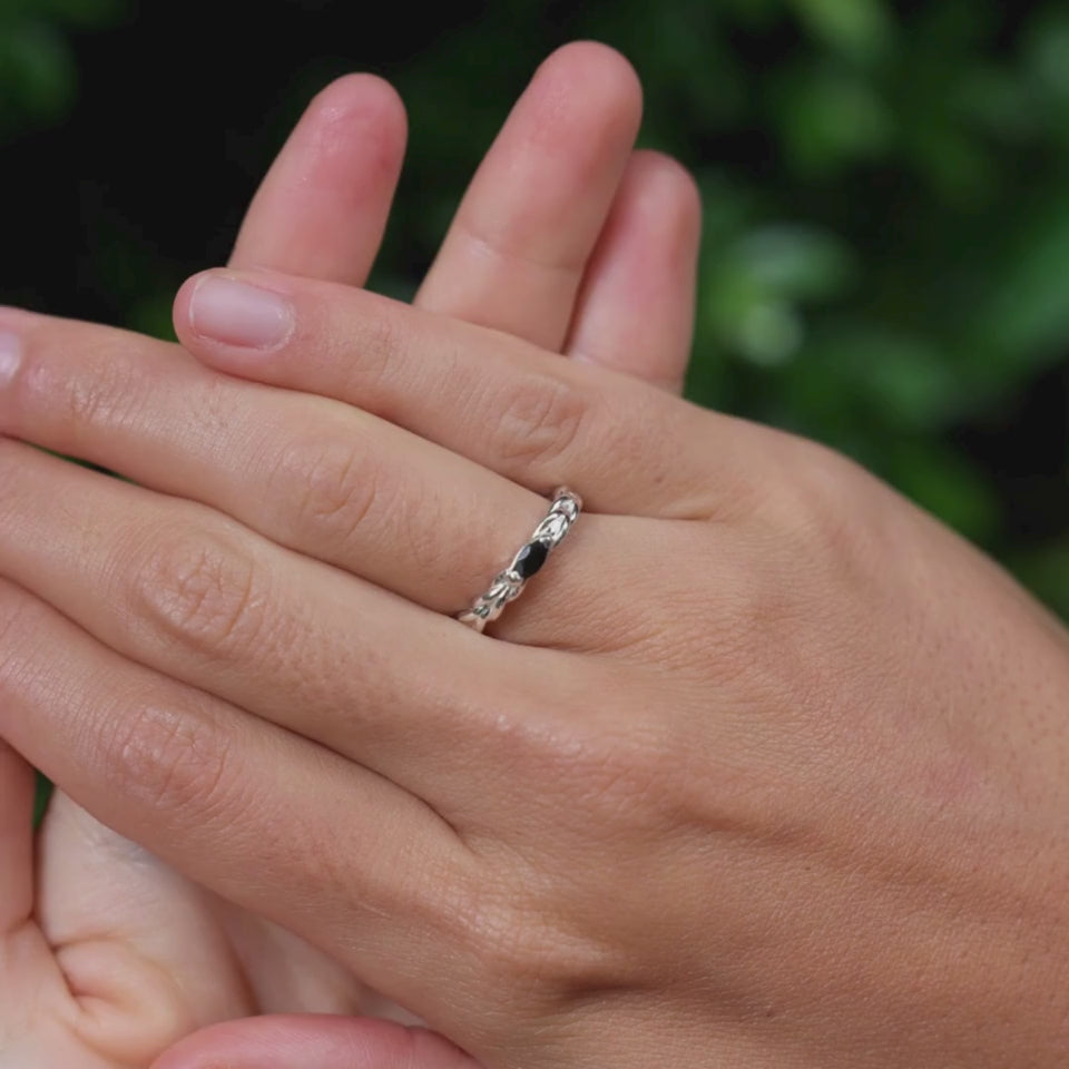 Onyx Solitär Ring | 925 Silber