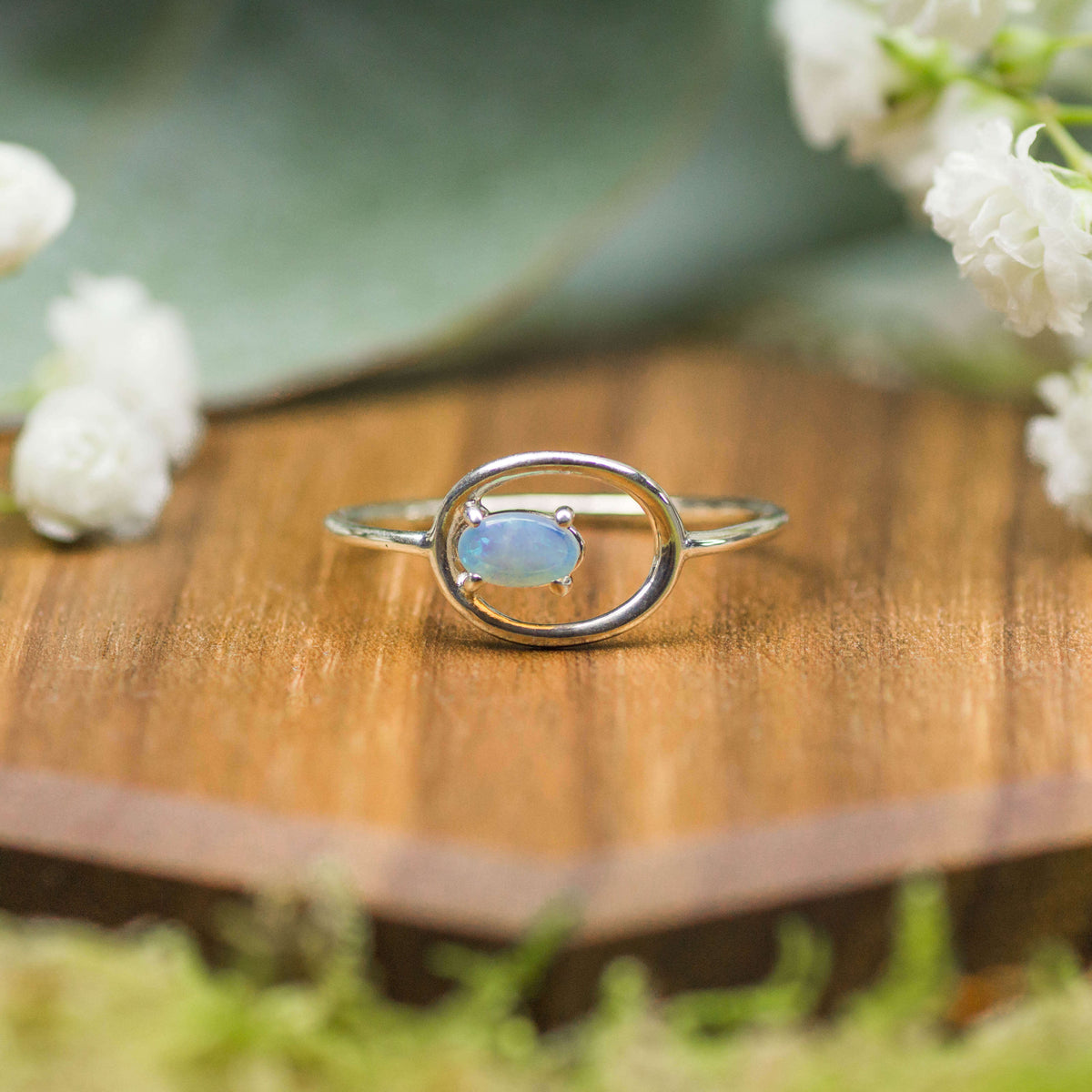 Handgemachter Ring Opal Silber