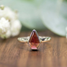 Granat Ring Rot Silber