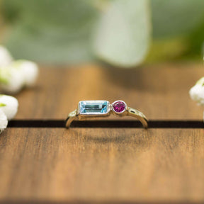 Ring Silber Stein blau Topas pink Granat
