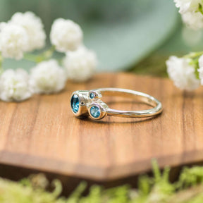 Silber Ring blaue Steine Topas Verlobung