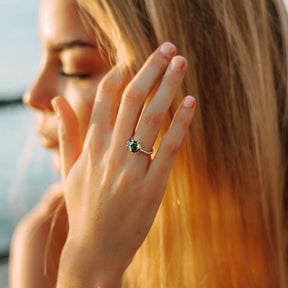 Verlobung Ring Strand Achat Smaragd Gruen