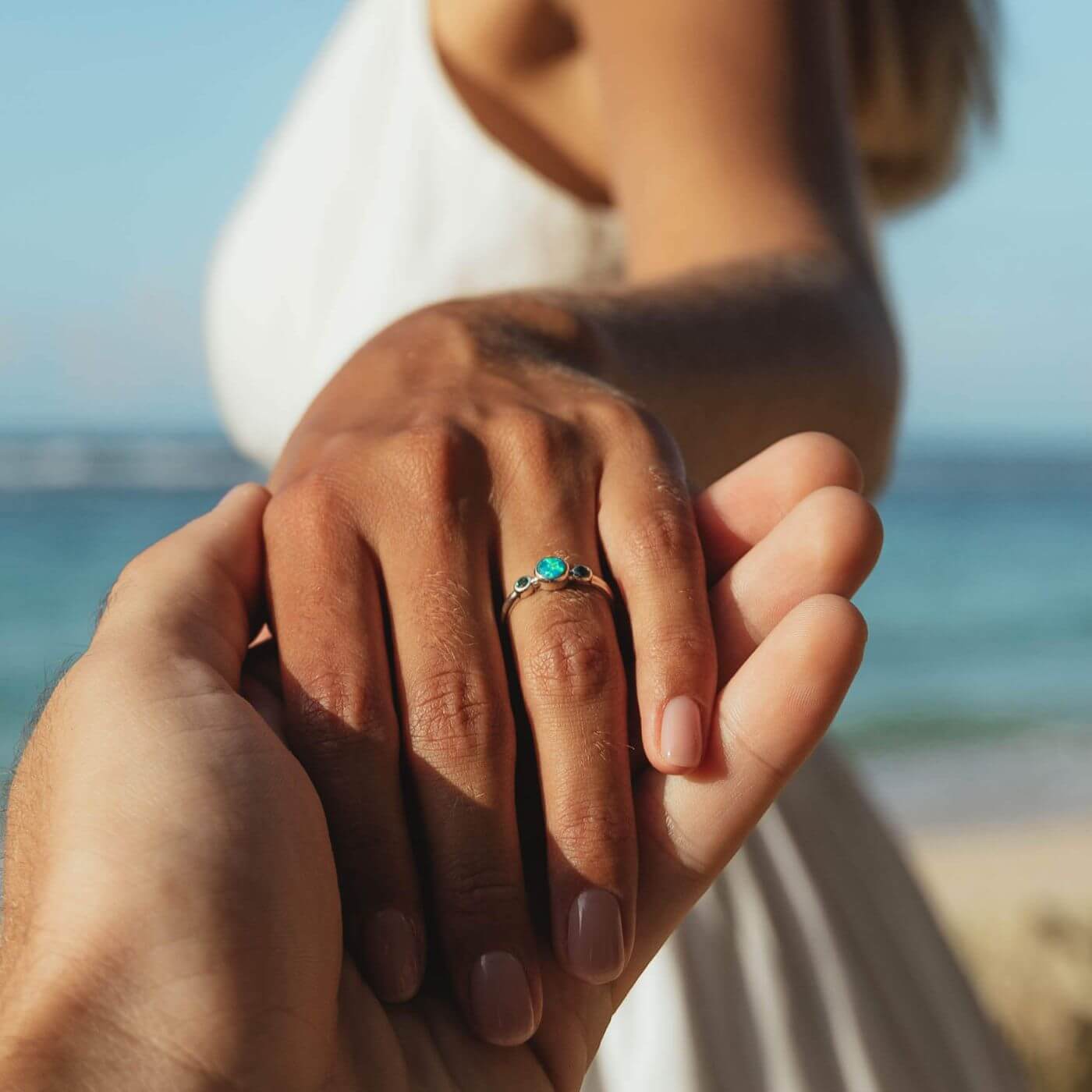 Verlobungsring Opal Ring Silber