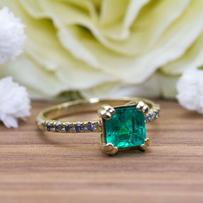 Vintage Ring Gold Smaragd Diamanten